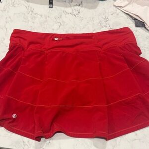 lululemon athletica Red Athletic Skort with Zip Waist Pocket